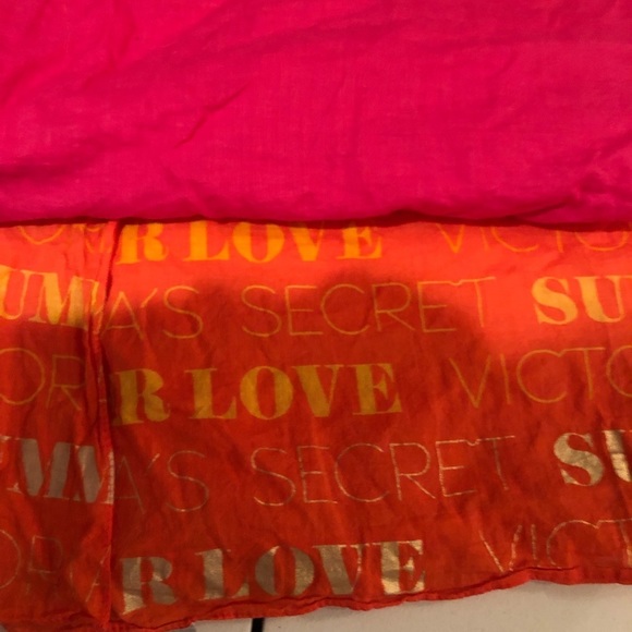 Victoria Secret OS cover up Orange & pink Sarong long w/ beaded tassel - Picture 5 of 12